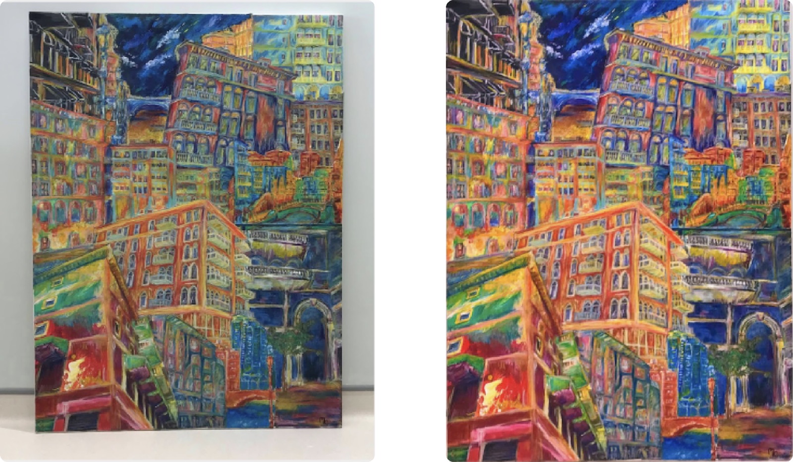 Painted city scene